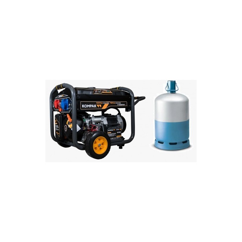 Image de couverture du groupe électrogène Gaz 8000W Monophasé et Triphasé Kompak K10000TET-DF