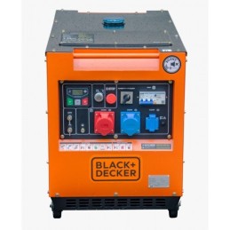 Face avant avec panneau de contrôle du groupe électrogène diesel 7.9KvA triphasé BLACK+DECKER BXGND7900E